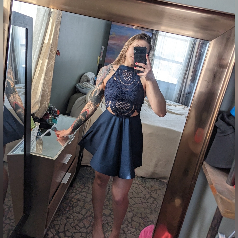 NWT Navy Blue Mini Party Dress, size small, Charlotte Russe